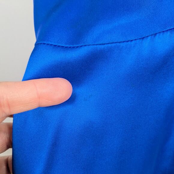 Vintage Cache Prom Dress Maxi Gown 4 Blue Y2K Silk Satin Movie Star Slip Glam - Picture 11 of 16